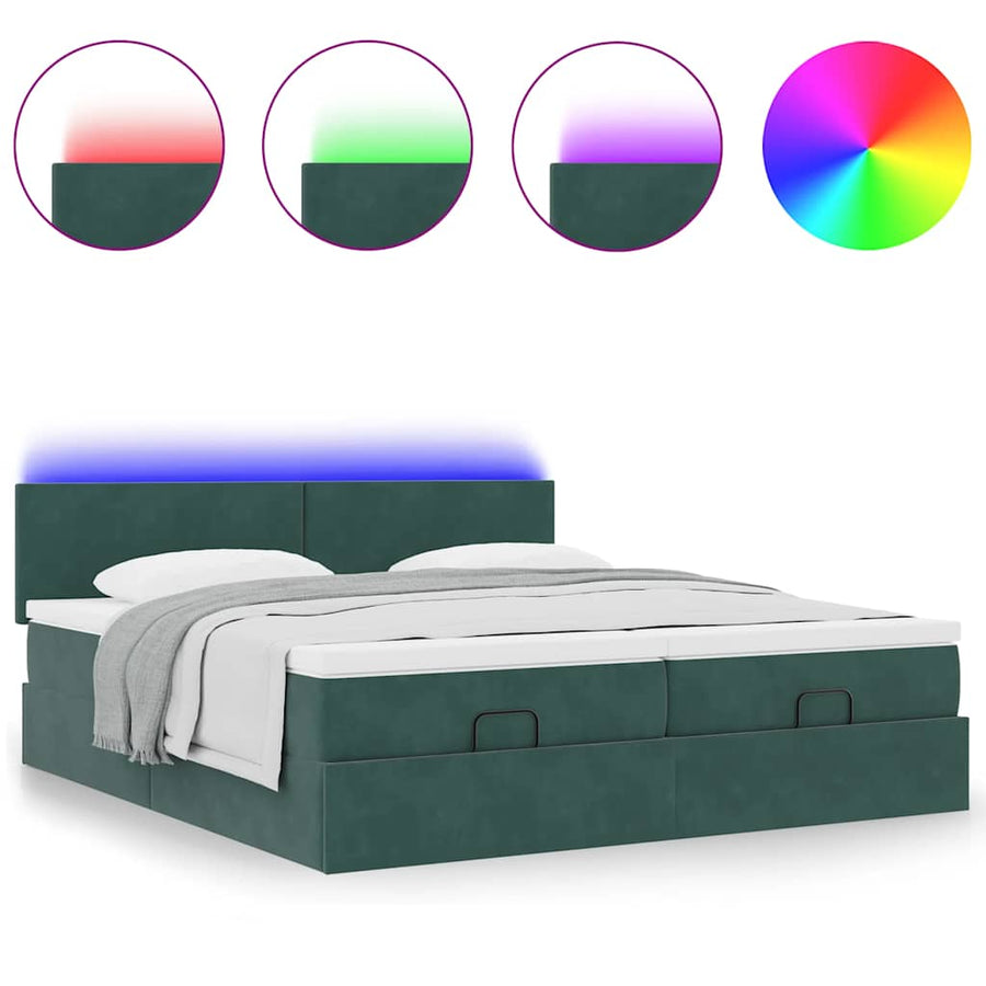 Ottoman bed met matrassen en LED's 160x200cm fluweel