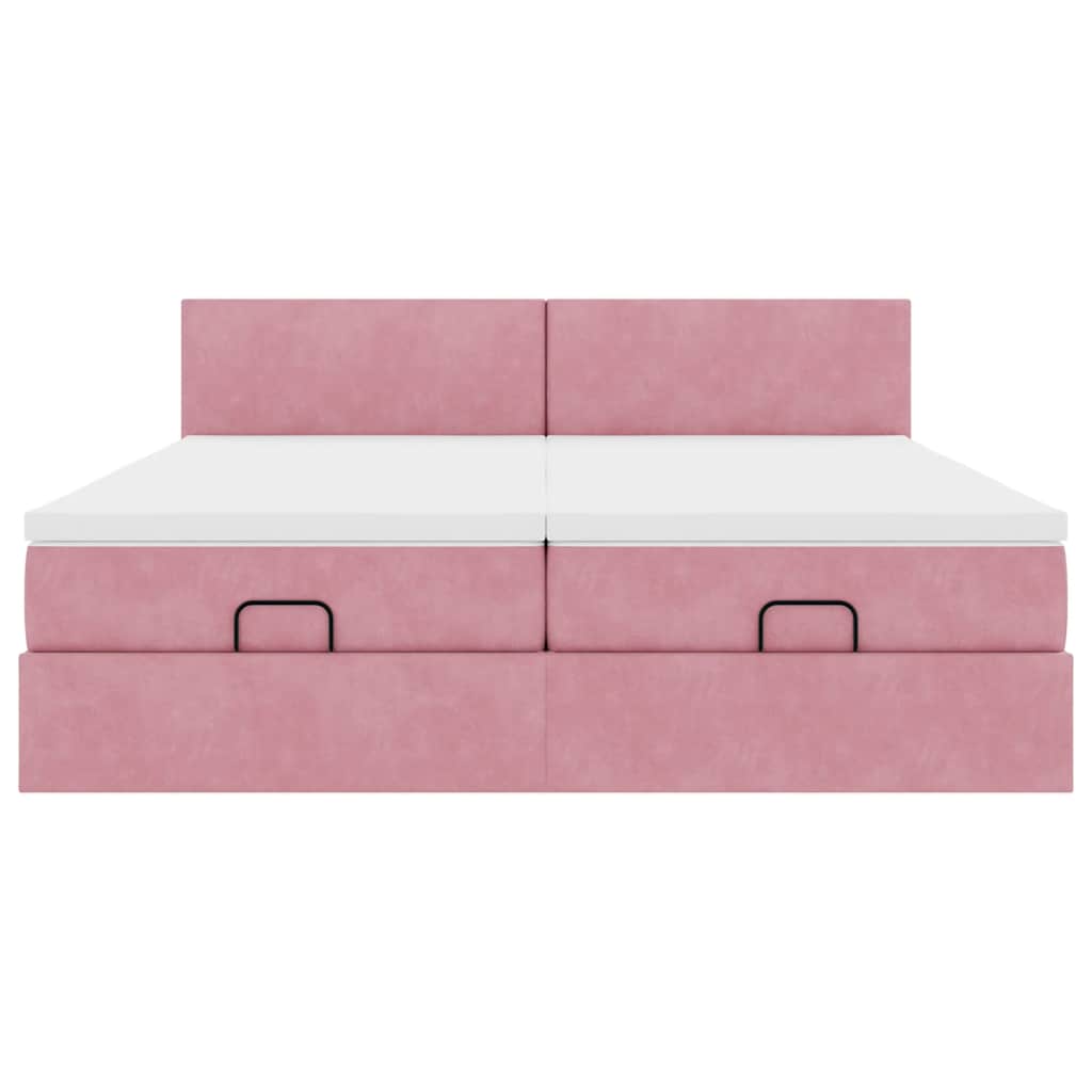 Ottoman bed met matrassen en LED's 160x200cm fluweel roze