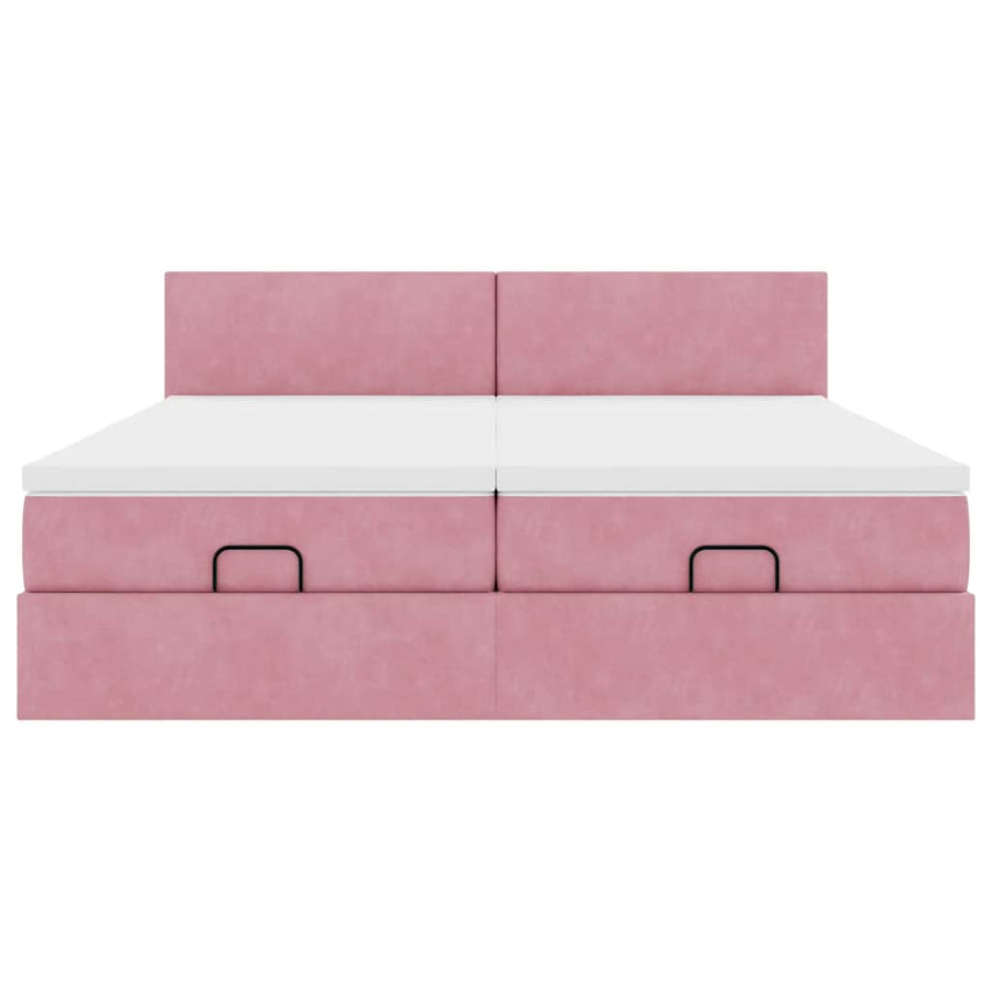 Ottoman bed met matrassen en LED's 160x200cm fluweel roze