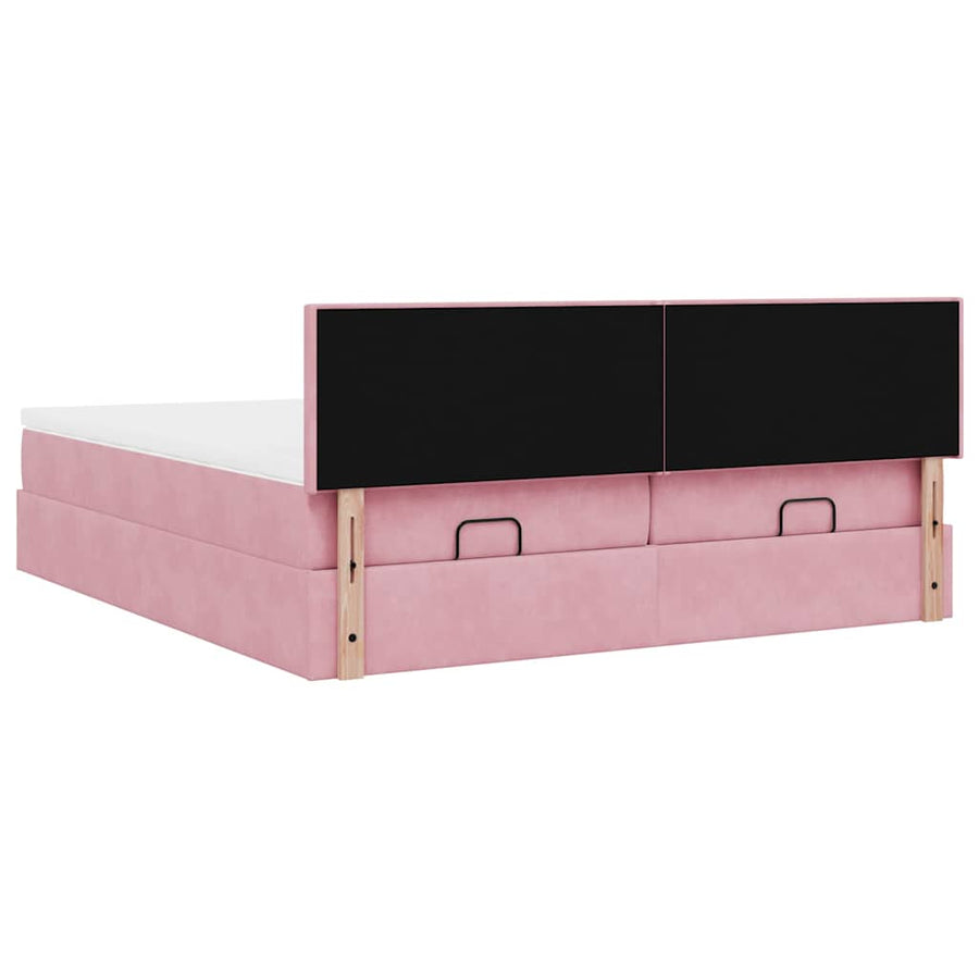 Ottoman bed met matrassen en LED's 160x200cm fluweel roze