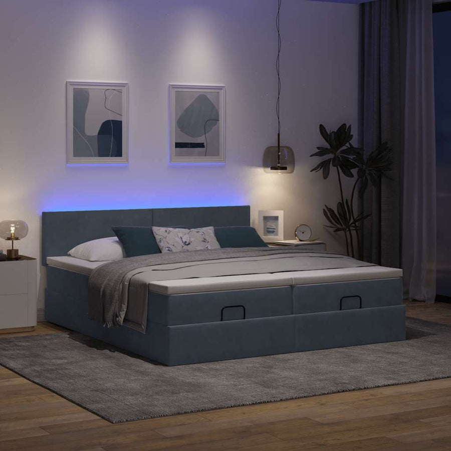 Ottoman bed met matrassen en LED's 180x200cm fluweel