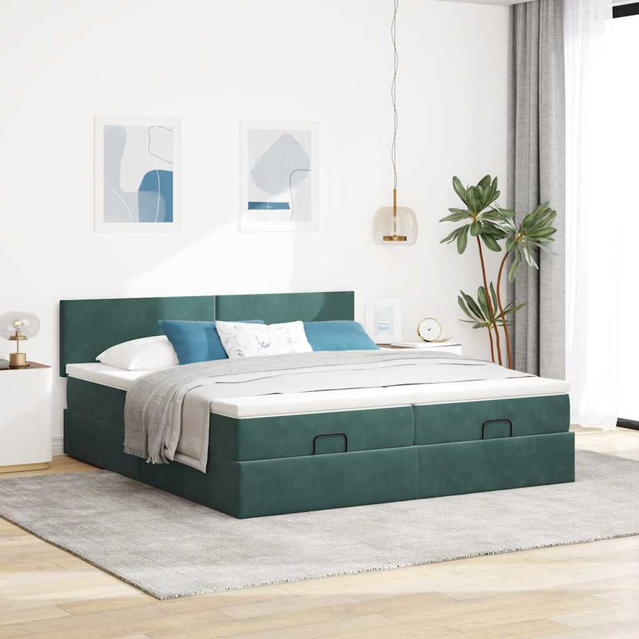 Ottoman bed met matrassen en LED's 180x200cm fluweel