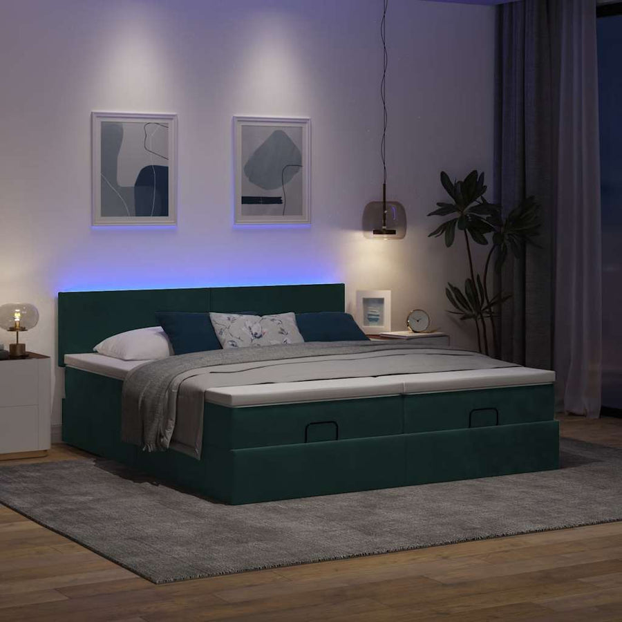 Ottoman bed met matrassen en LED's 180x200cm fluweel
