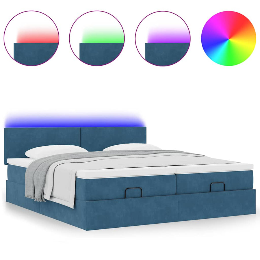 Ottoman bed met matrassen en LED's 180x200cm fluweel