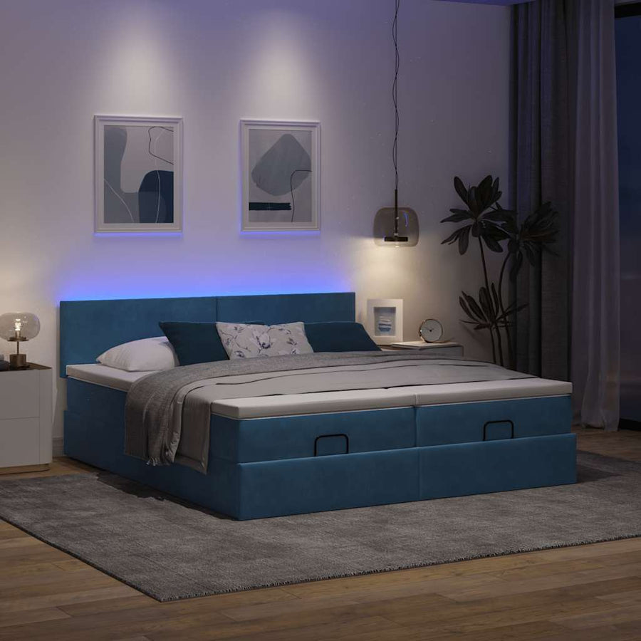 Ottoman bed met matrassen en LED's 180x200cm fluweel