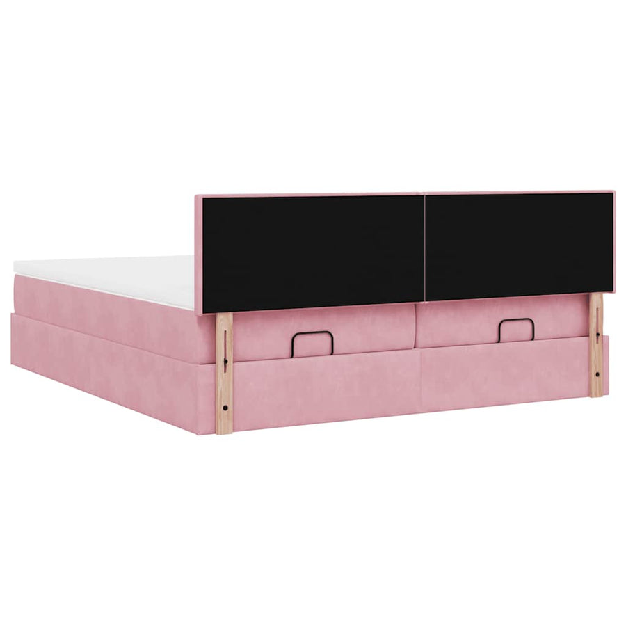 Ottoman bed met matrassen en LED's 180x200cm fluweel roze