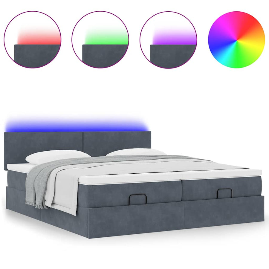 Ottoman bed met matrassen en LED's 200x200cm fluweel