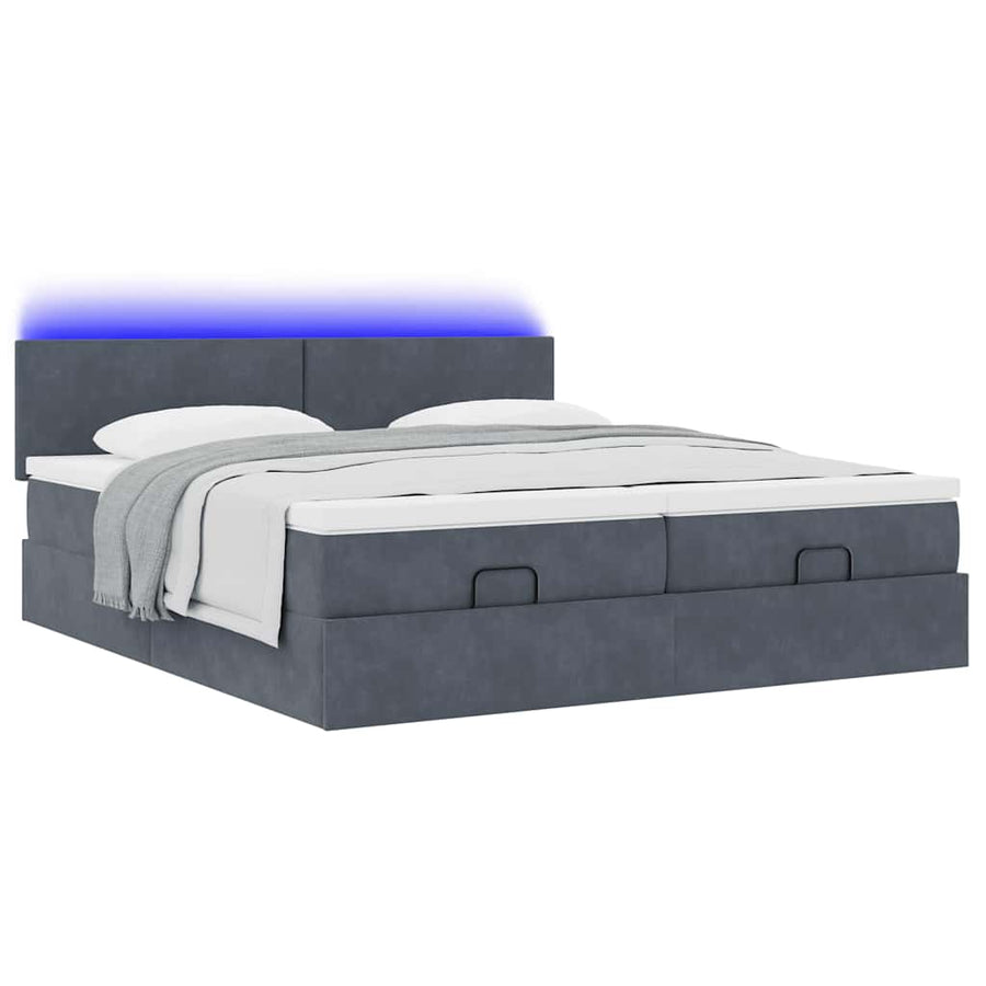 Ottoman bed met matrassen en LED's 200x200cm fluweel