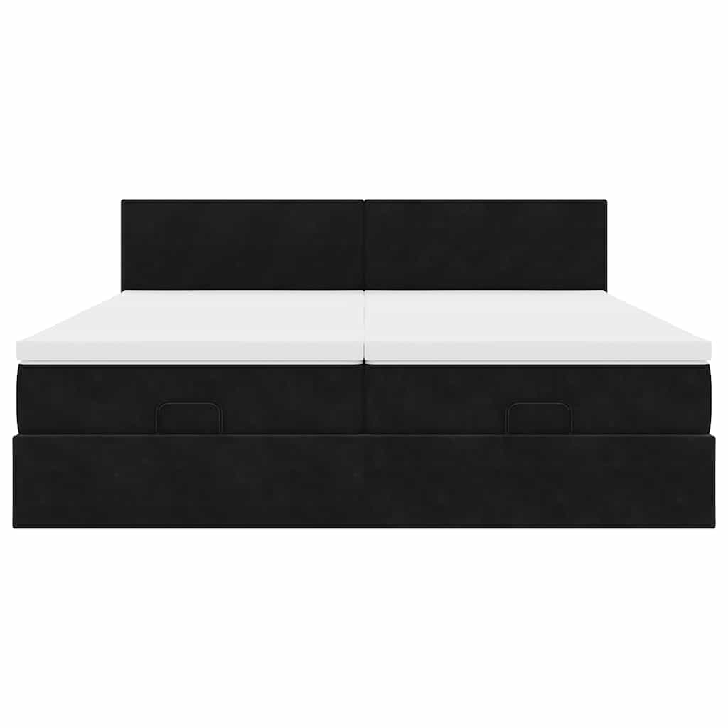 Ottoman bed met matrassen en LED's 200x200cm fluweel zwart