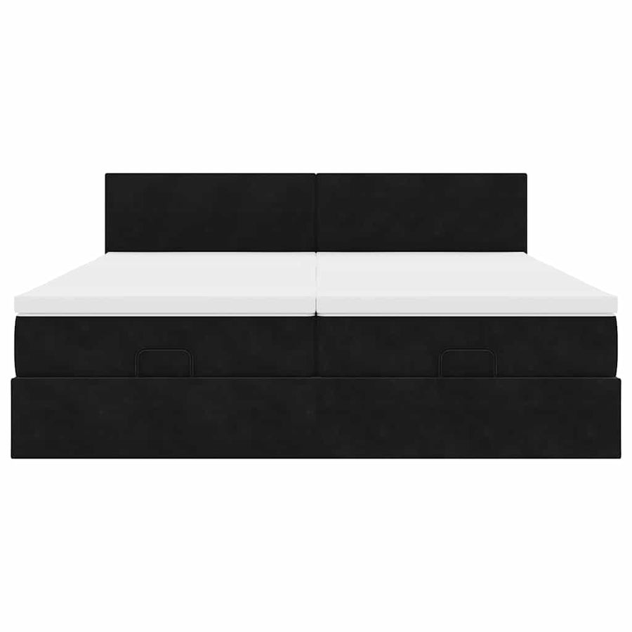 Ottoman bed met matrassen en LED's 200x200cm fluweel zwart