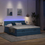 Bed poef 200x200 cm fluweel donkerblauw