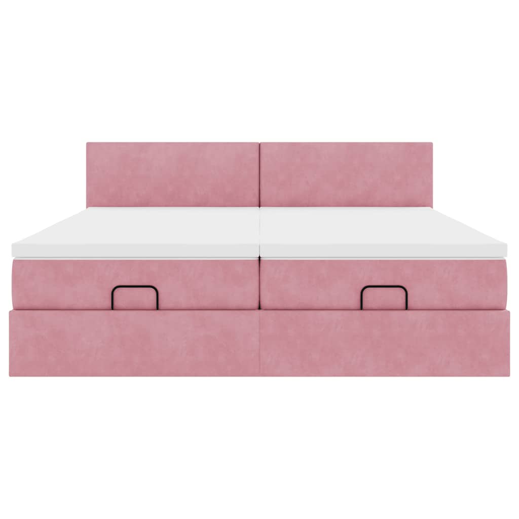 Ottoman bed met matrassen en LED's 200x200cm fluweel roze