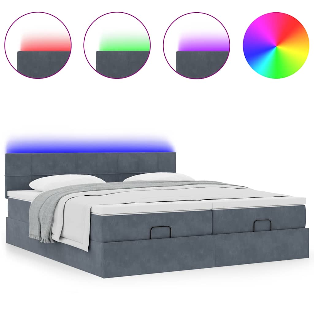 Ottoman bed met matrassen en LED's 160x200cm fluweel