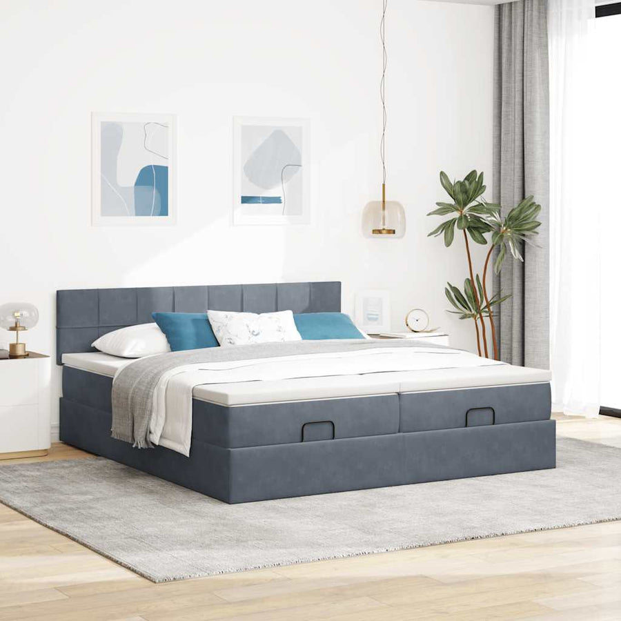 Ottoman bed met matrassen en LED's 160x200cm fluweel