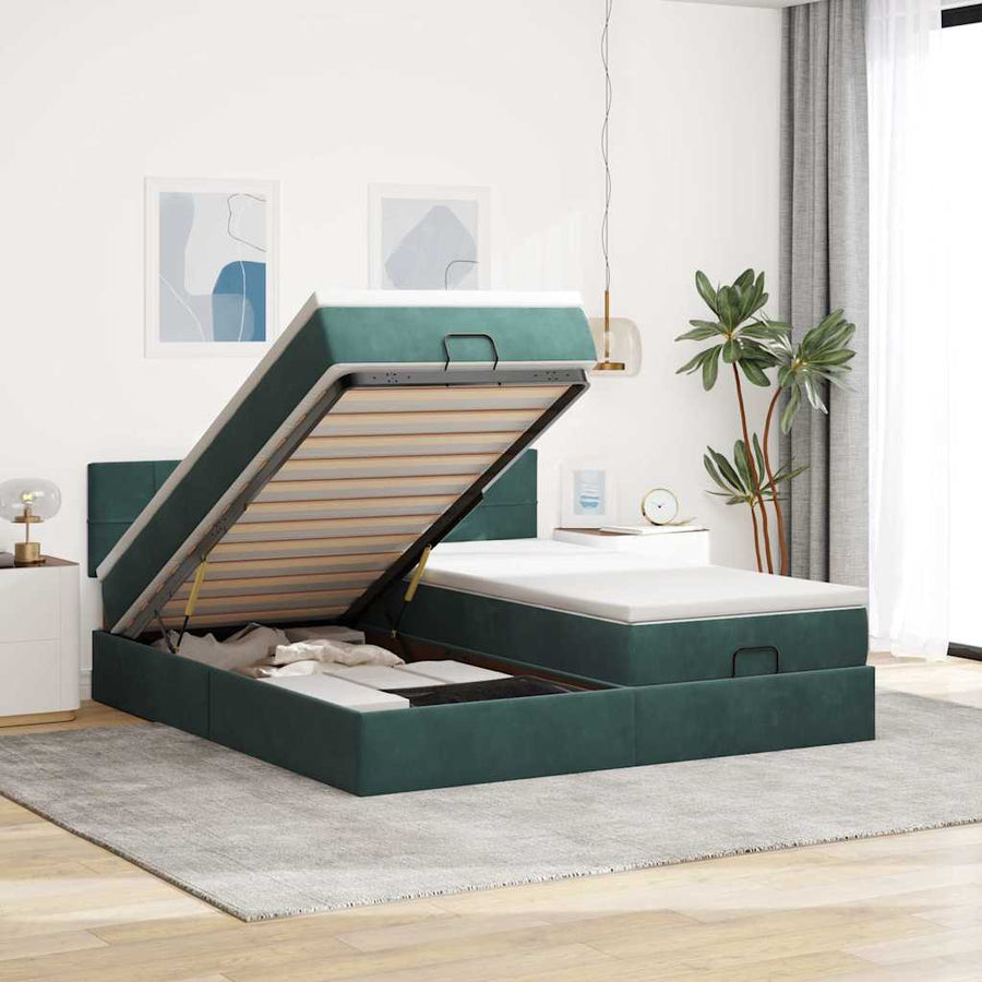 Ottoman bed met matrassen en LED's 160x200cm fluweel