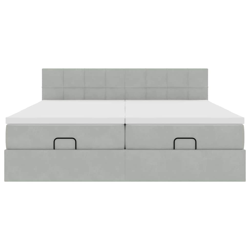 Ottoman bed met matrassen en LED's 180x200cm fluweel lichtgrijs