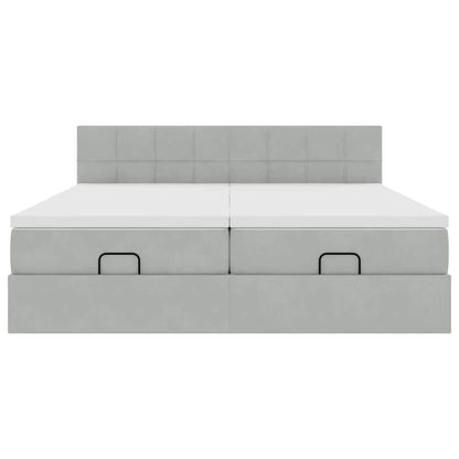 Ottoman bed met matrassen en LED's 180x200cm fluweel lichtgrijs
