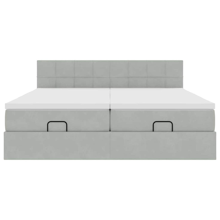 Ottoman bed met matrassen en LED's 180x200cm fluweel lichtgrijs