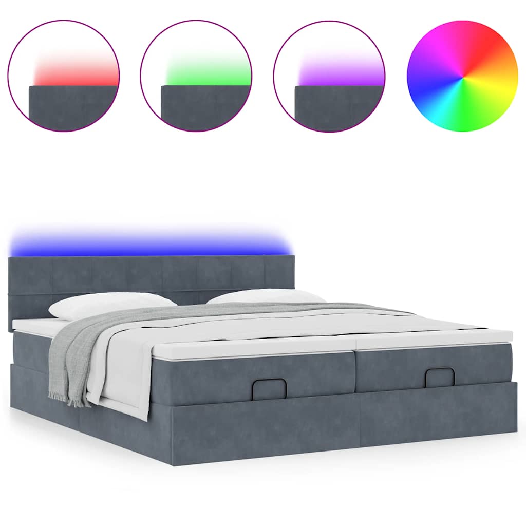 Ottoman bed met matrassen en LED's 180x200cm fluweel