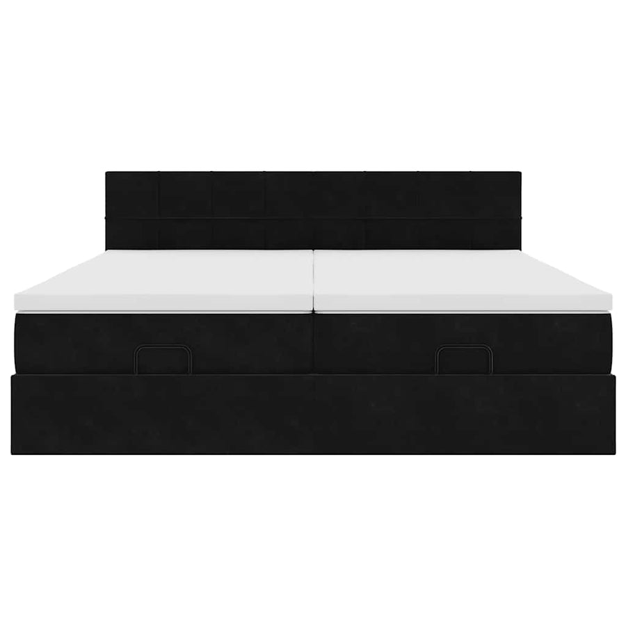 Ottoman Bed Met Matrassen En Led's 180X200Cm Fluweel 180 x 200 cm Zwart