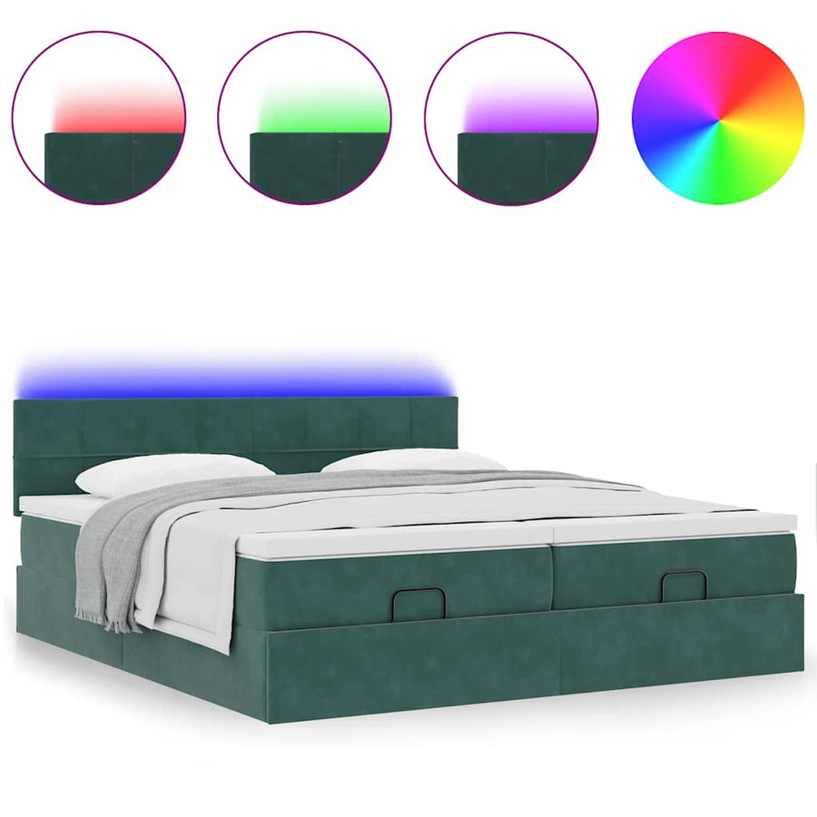 Ottoman bed met matrassen en LED's 180x200cm fluweel