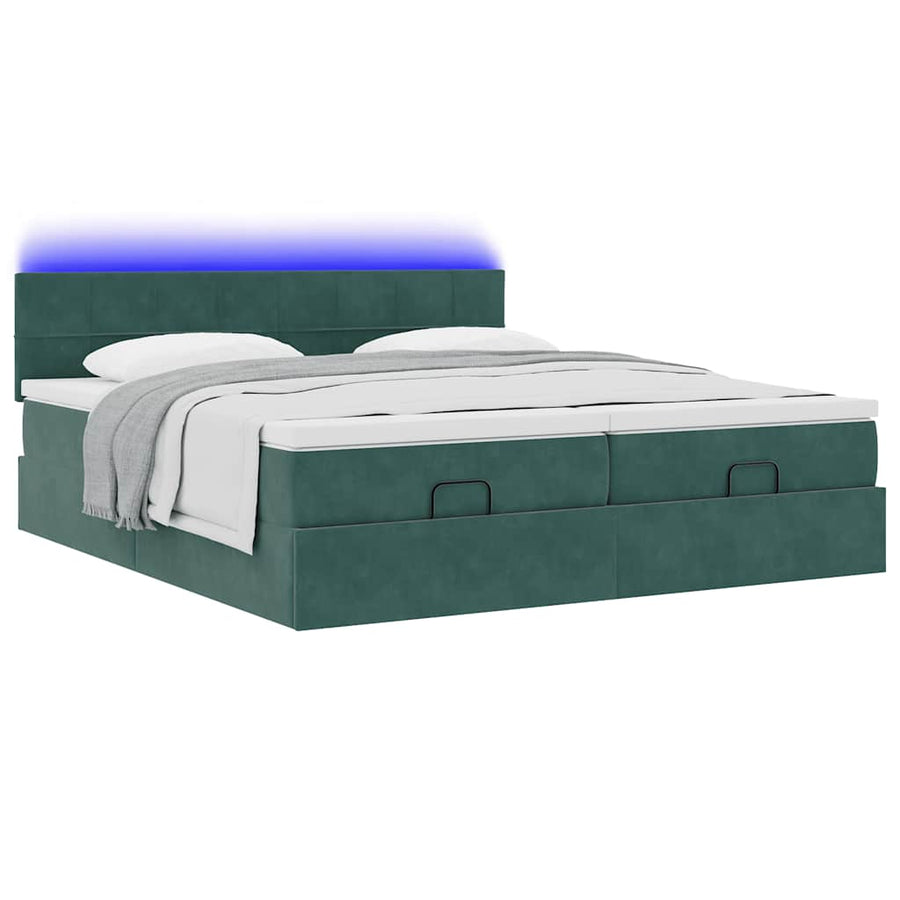 Ottoman bed met matrassen en LED's 180x200cm fluweel