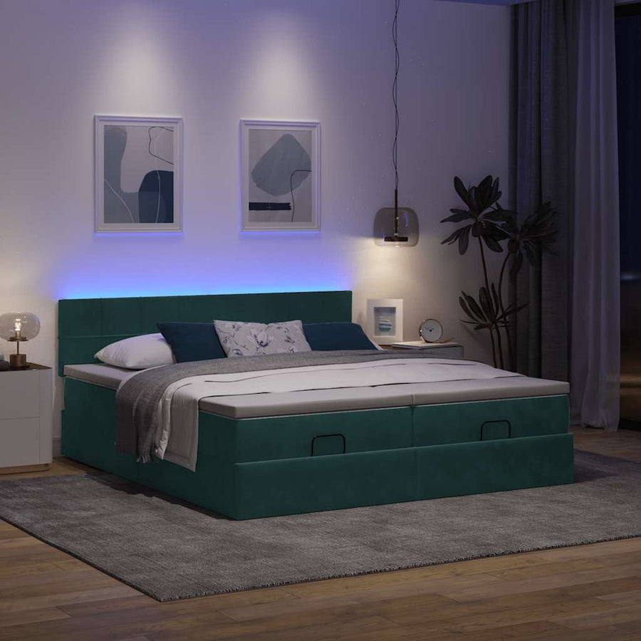 Ottoman bed met matrassen en LED's 180x200cm fluweel