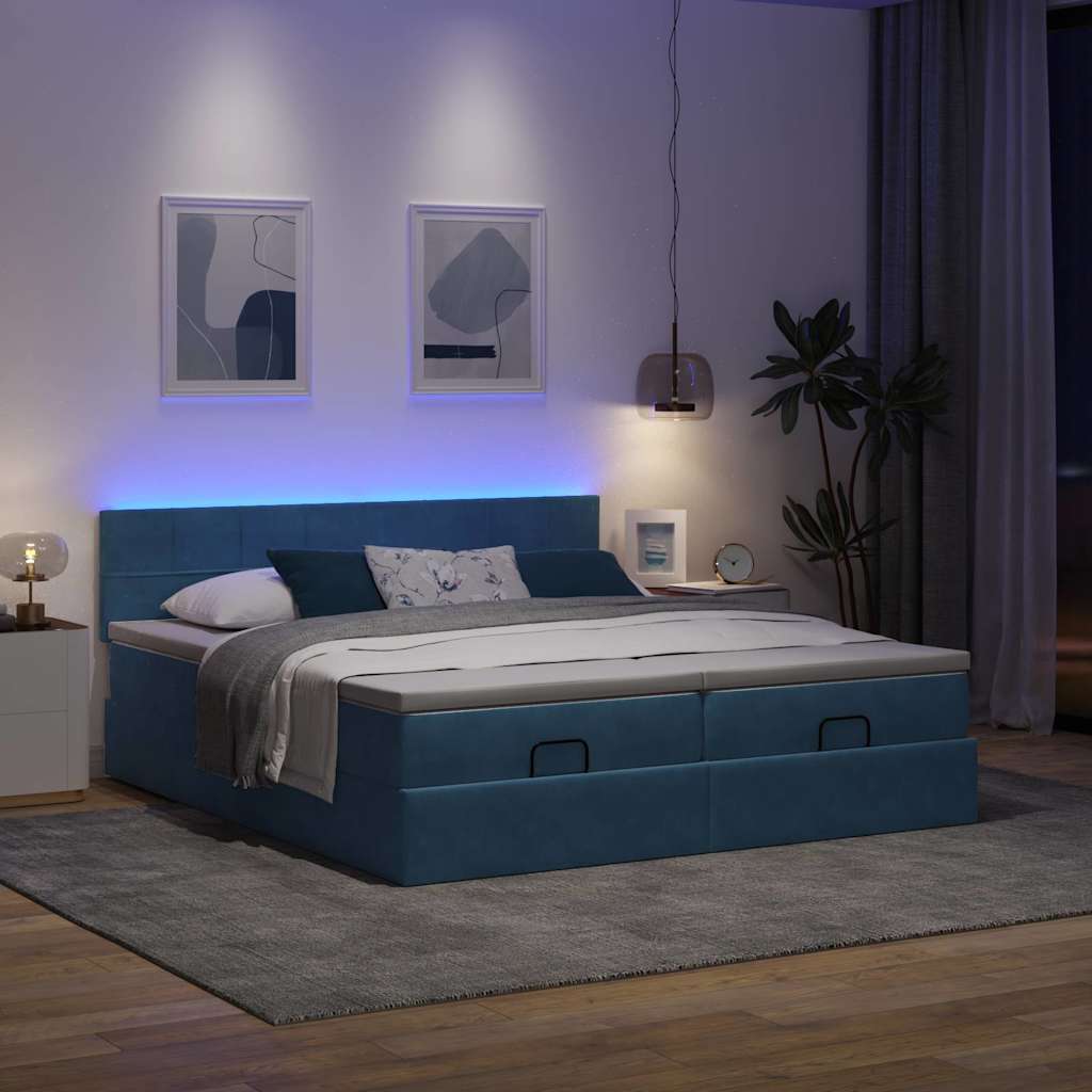 Ottoman bed met matrassen en LED's 180x200cm fluweel
