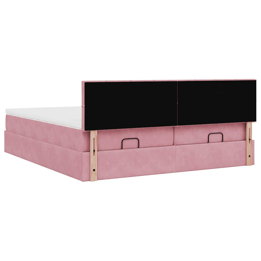 Ottoman Bed Met Matrassen En Led's 180X200Cm Fluweel 180 x 200 cm Roze
