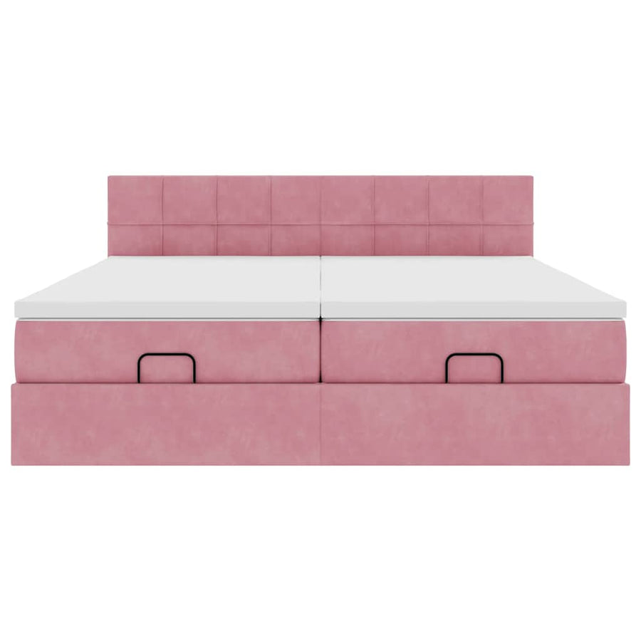 Ottoman Bed Met Matrassen En Led's 180X200Cm Fluweel 180 x 200 cm Roze