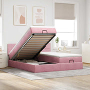 Ottoman bed 180x200 cm fluweel roze met opbergruimte