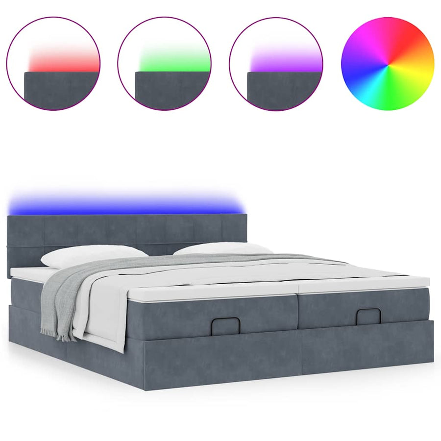 Ottoman bed met matrassen en LED's 200x200cm fluweel