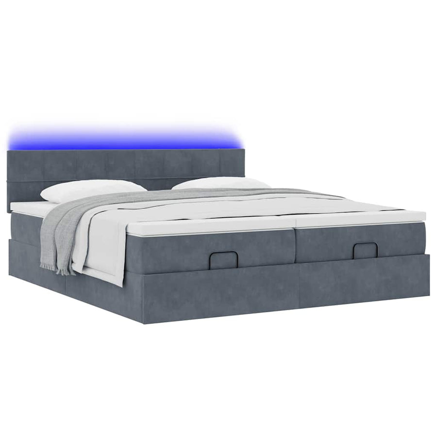 Ottoman bed met matrassen en LED's 200x200cm fluweel