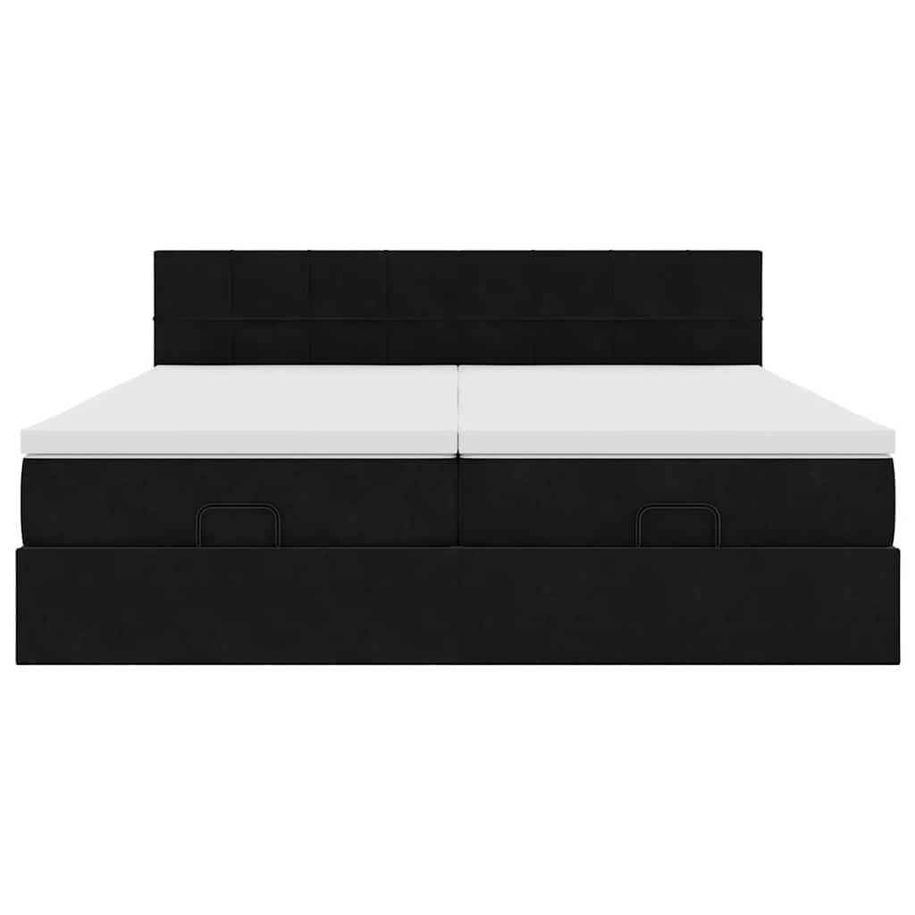 Ottoman bed met matrassen en LED's 200x200cm fluweel zwart
