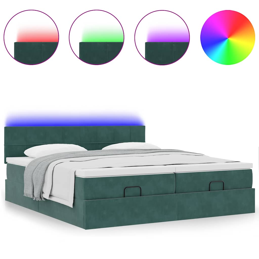 Ottoman bed met matrassen en LED's 200x200cm fluweel