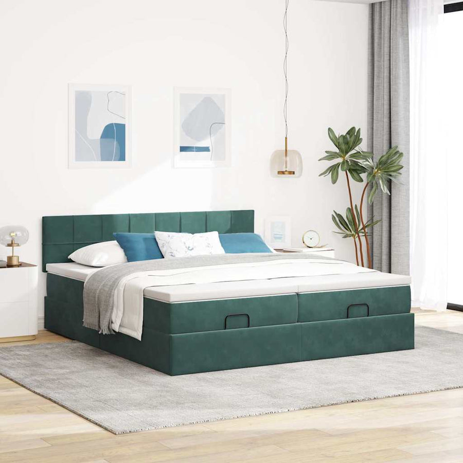 Ottoman bed met matrassen en LED's 200x200cm fluweel