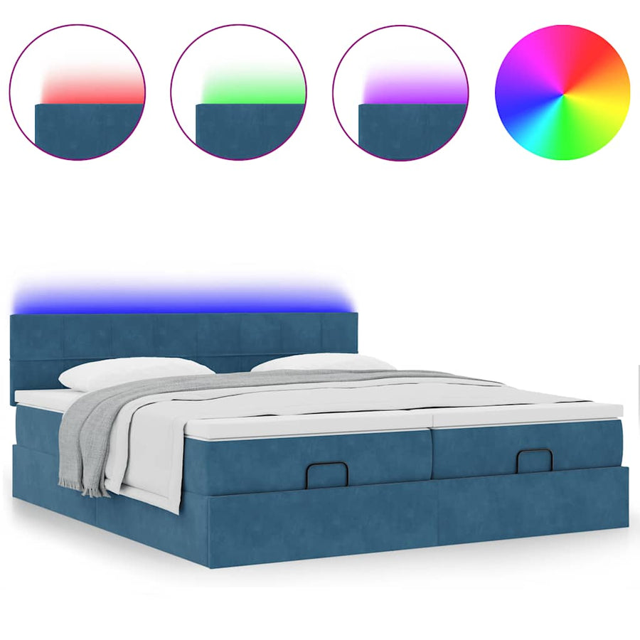 Ottoman bed met matrassen en LED's 200x200cm fluweel