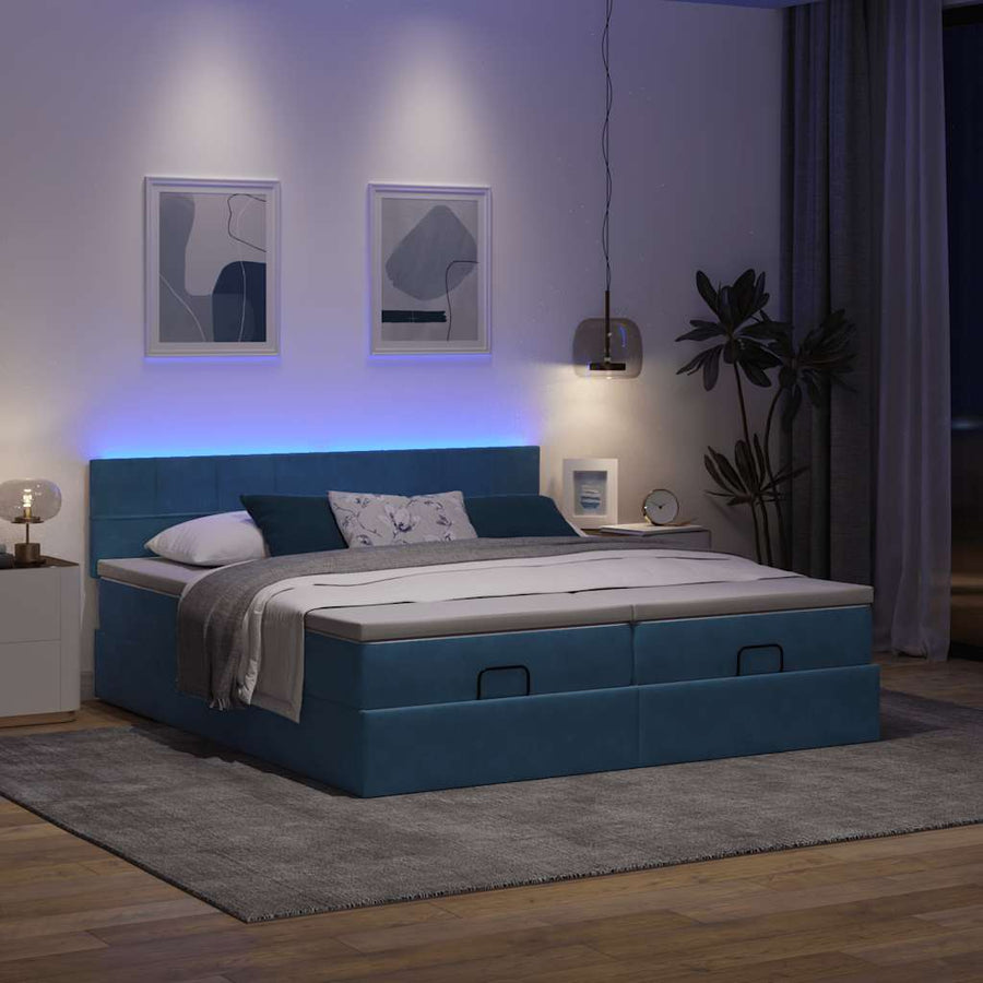 Ottoman bed met matrassen en LED's 200x200cm fluweel