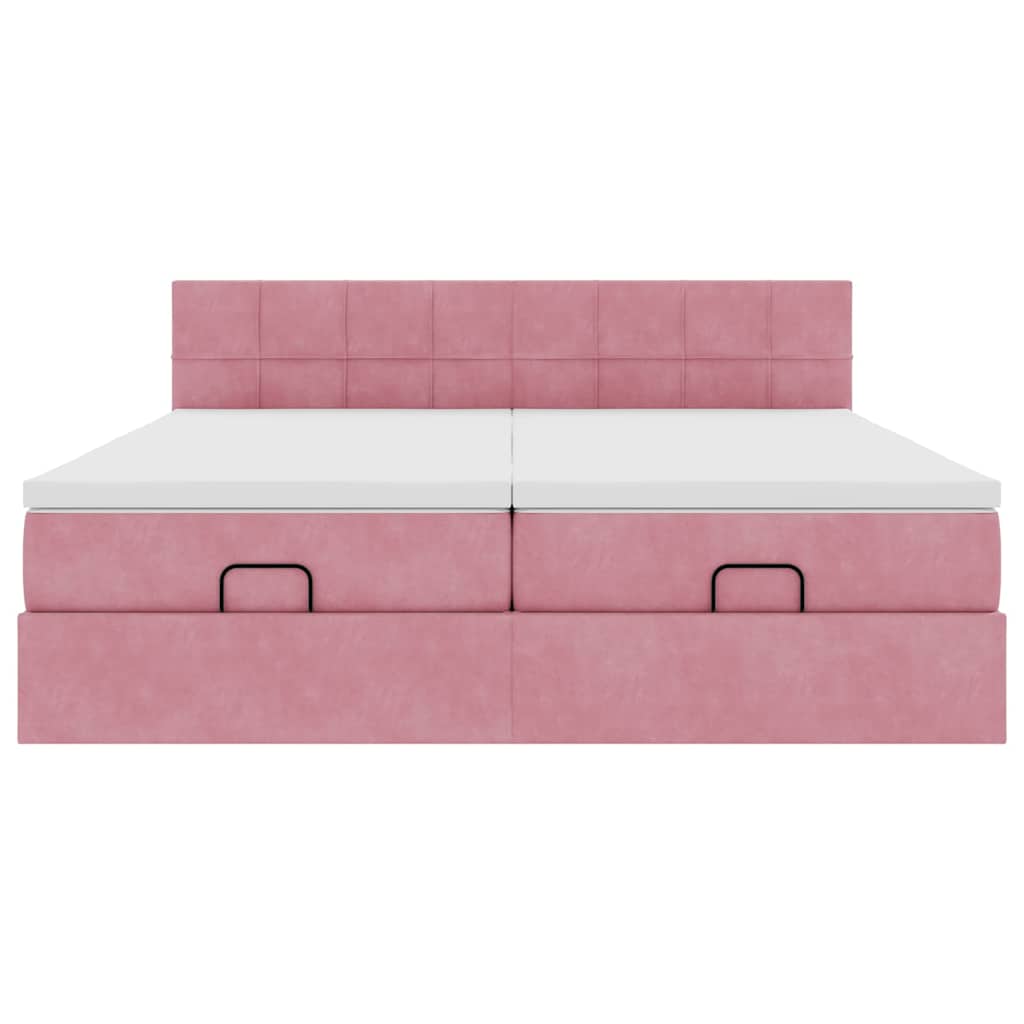 Ottoman bed met matrassen en LED's 200x200cm fluweel roze