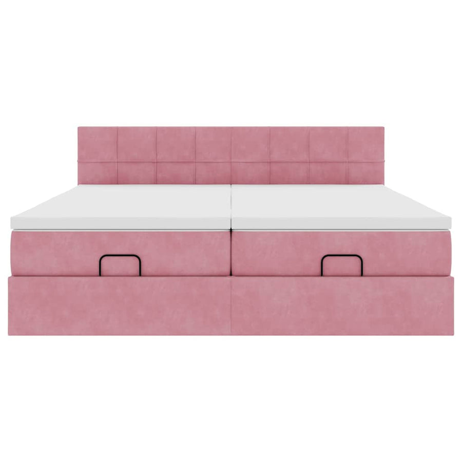 Ottoman bed met matrassen en LED's 200x200cm fluweel roze