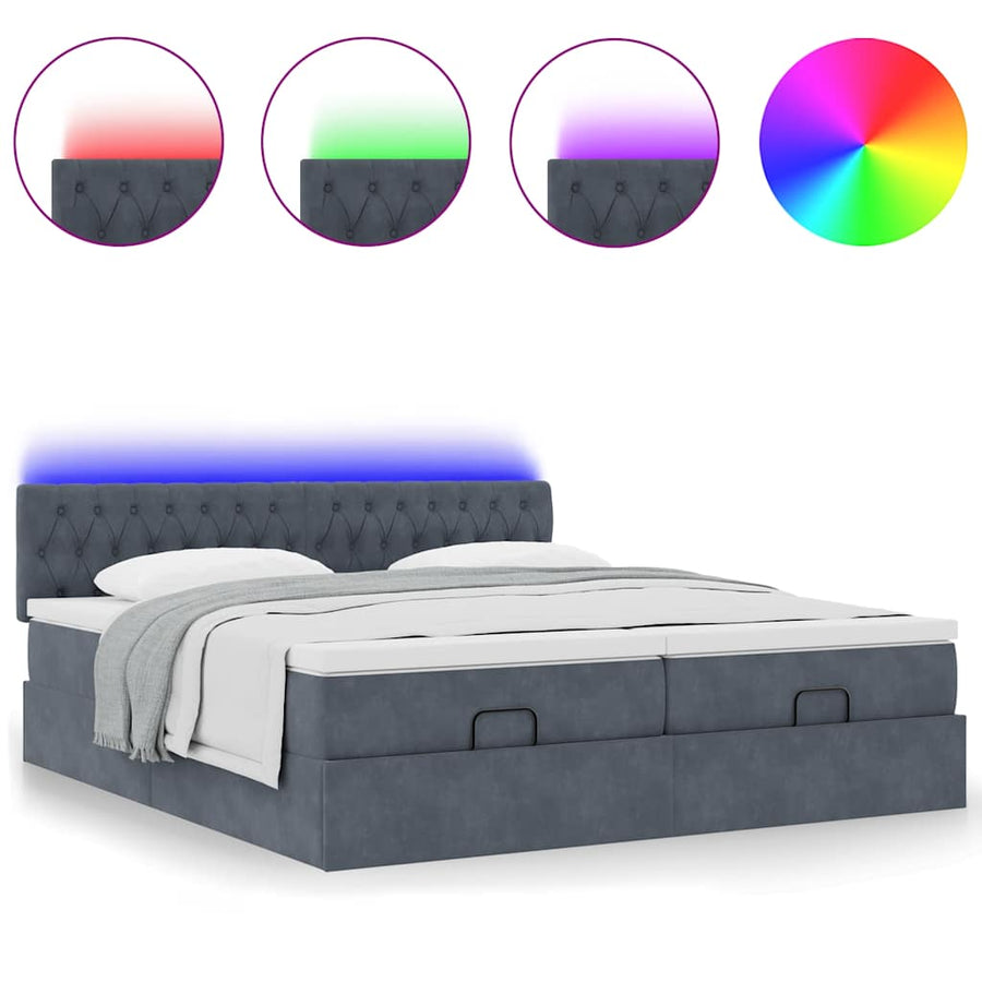 Ottoman bed met matrassen en LED's 160x200cm fluweel