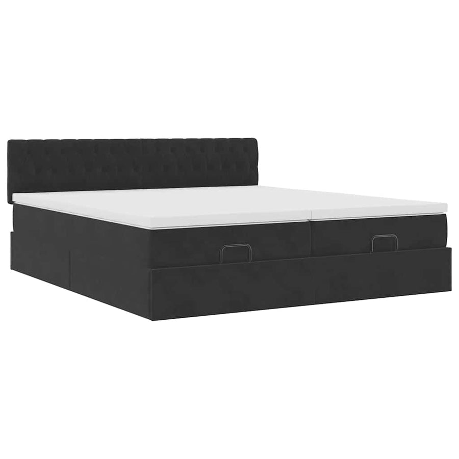 Ottoman bed met matrassen en LED's 160x200cm fluweel zwart