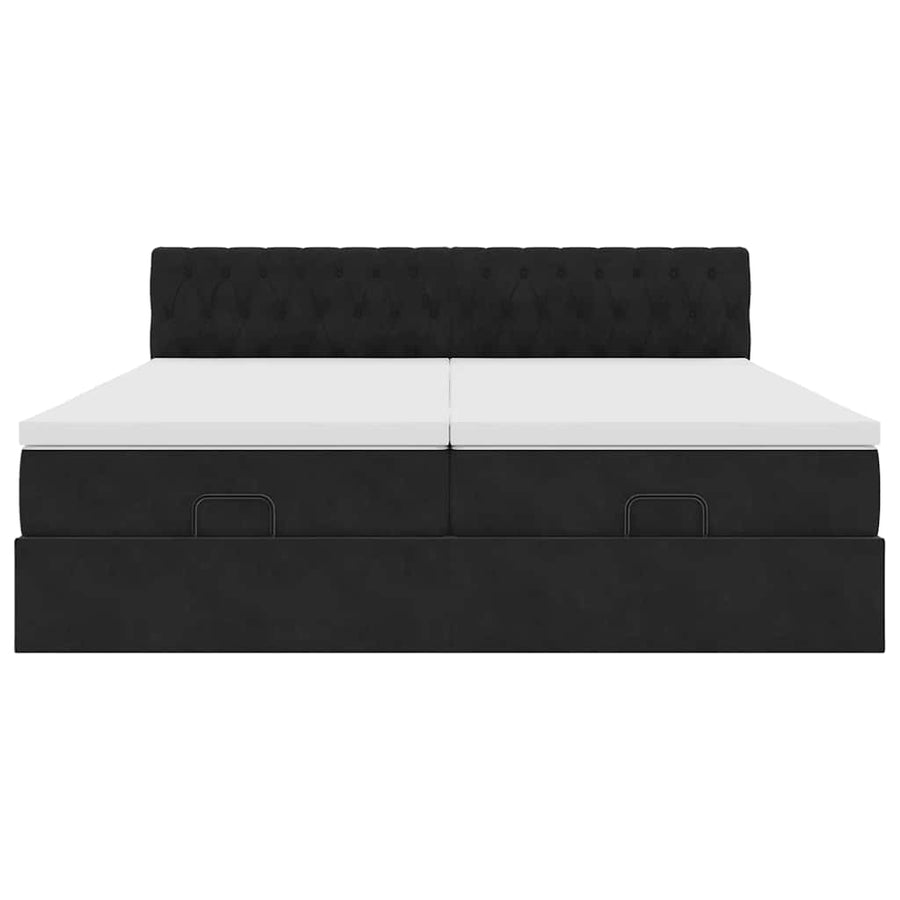 Ottoman bed met matrassen en LED's 160x200cm fluweel zwart