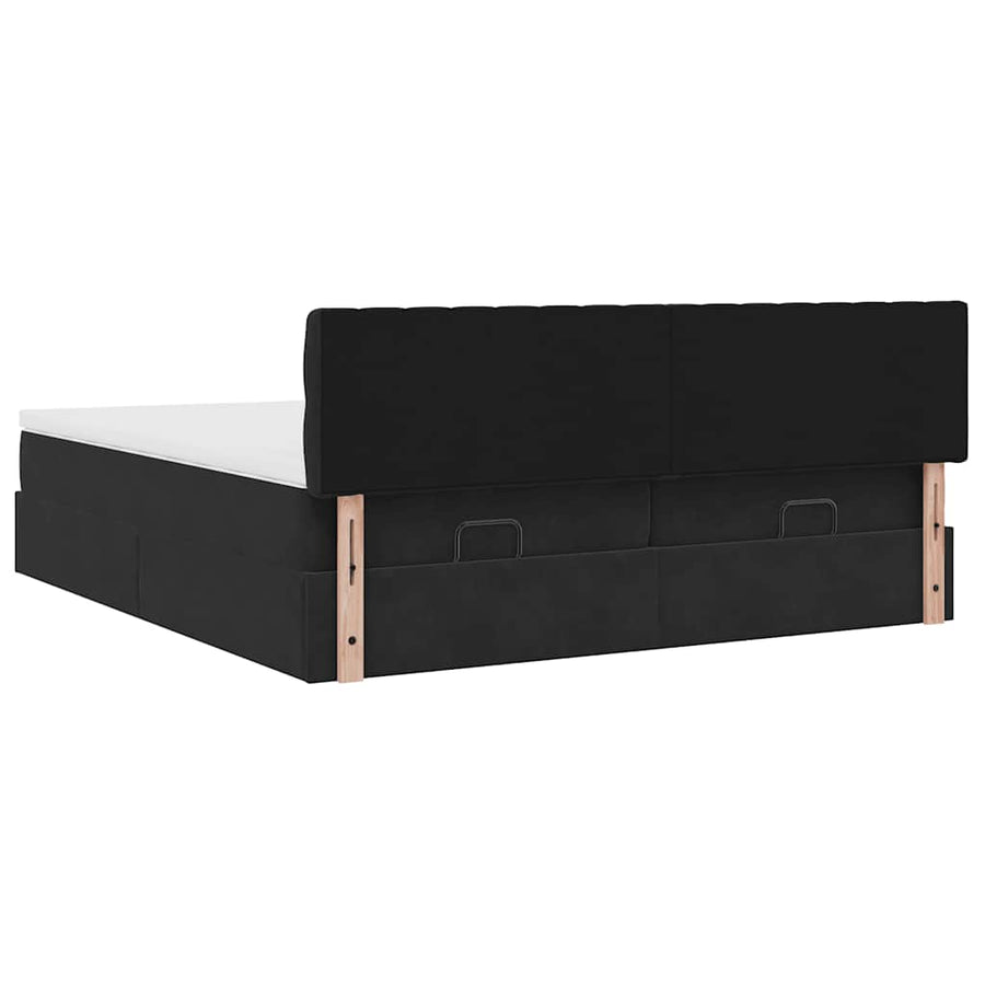 Ottoman bed met matrassen en LED's 160x200cm fluweel zwart
