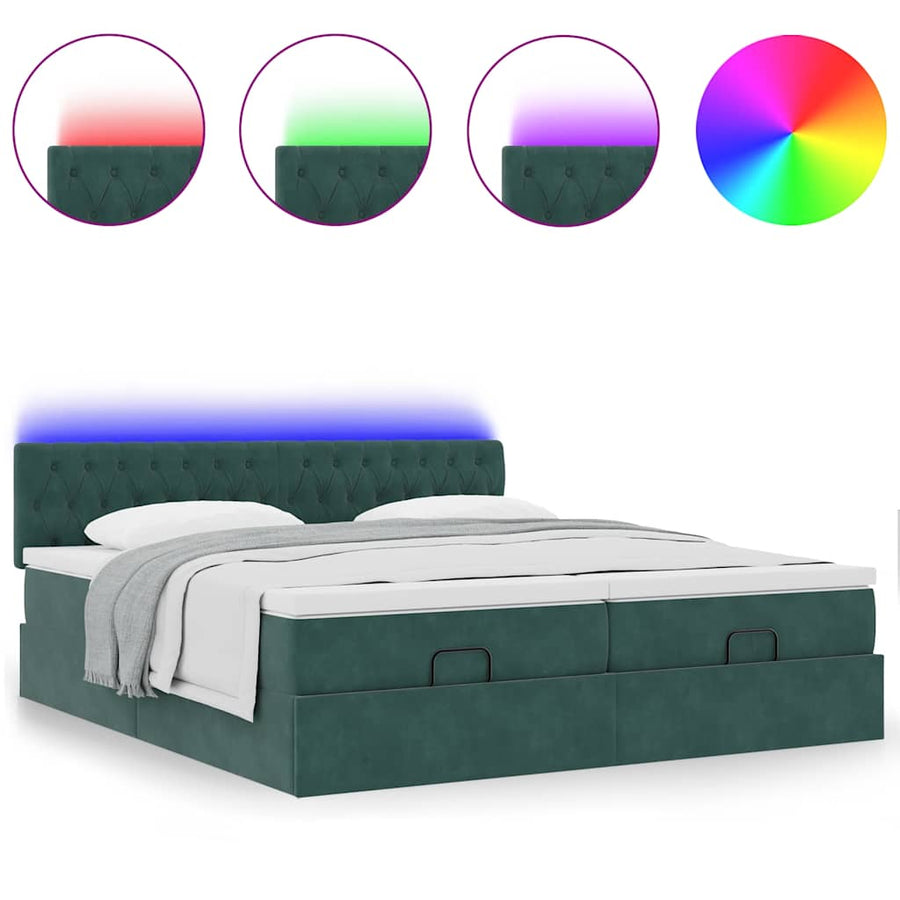 Ottoman bed met matrassen en LED's 160x200cm fluweel