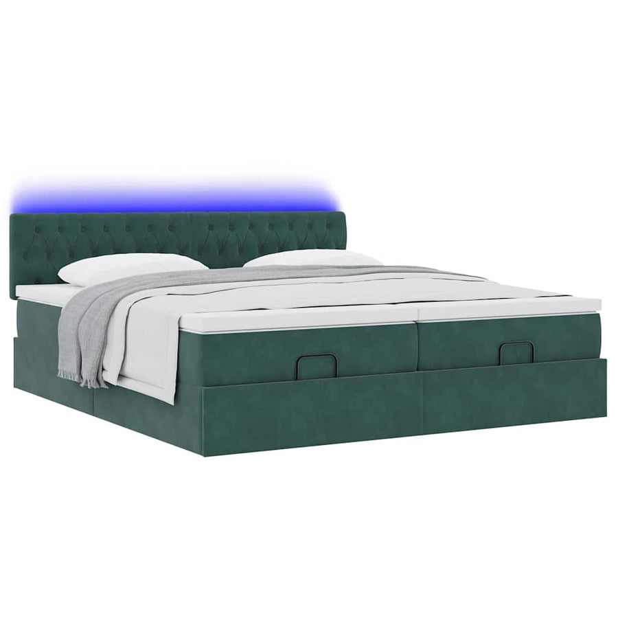 Ottoman bed met matrassen en LED's 160x200cm fluweel