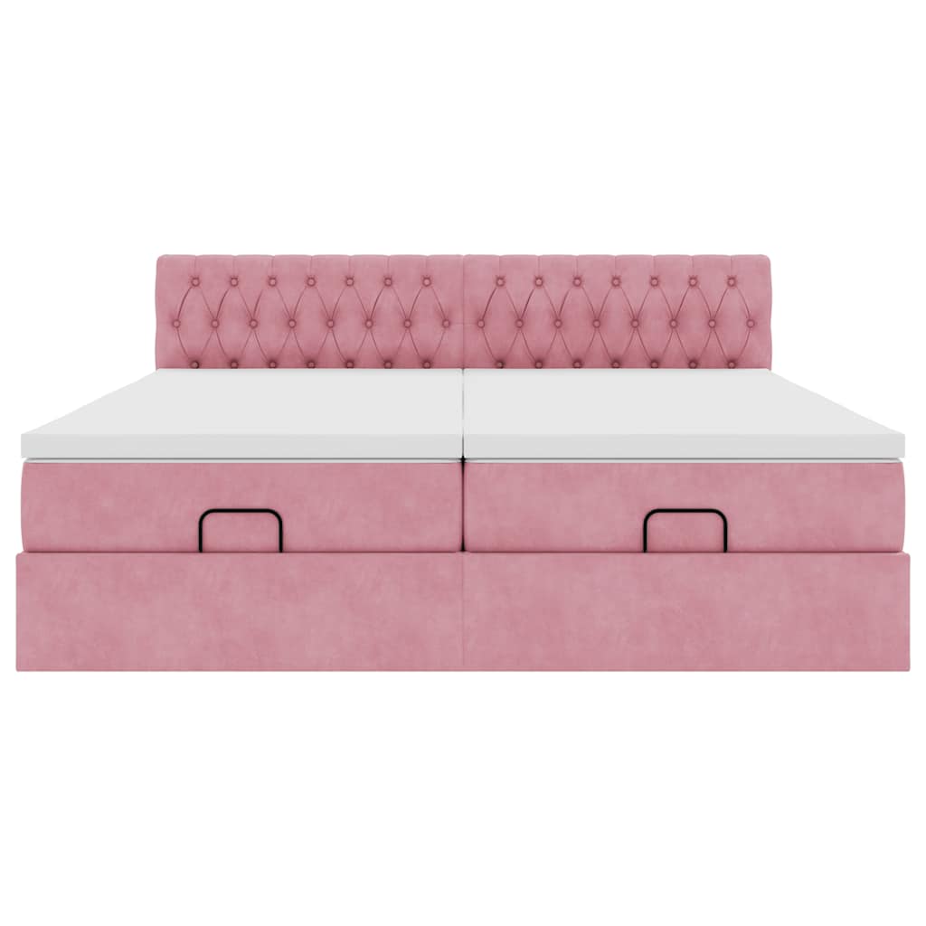 Ottoman bed met matrassen en LED's 160x200cm fluweel roze