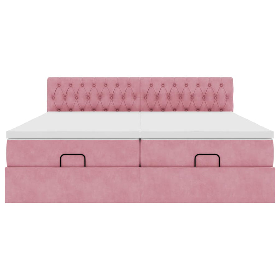 Ottoman bed met matrassen en LED's 160x200cm fluweel roze