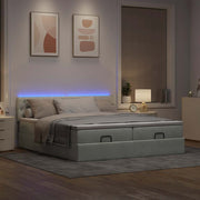 Ottoman Bed with Mattresses and LEDs 180x200cm Velvet Light Grey