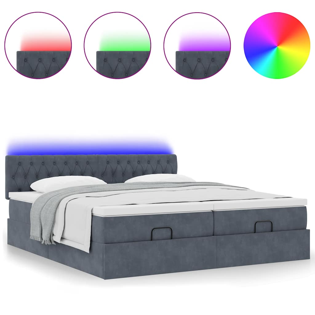 Ottoman bed met matrassen en LED's 180x200cm fluweel